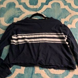 Cropped striped long sleeve shirt